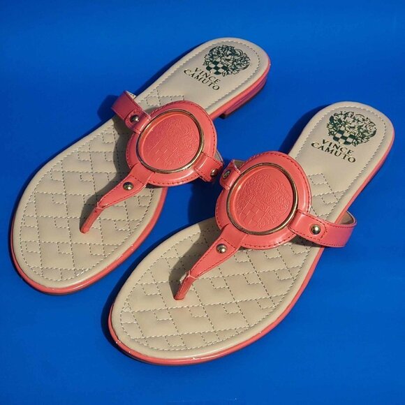 Vince Camuto Orange Women’s Braida Quilted Flat Thong Sandals - Picture 1 of 6